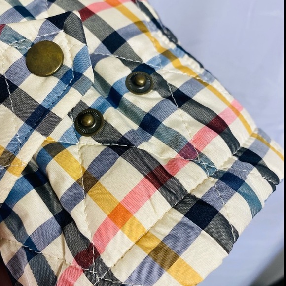 Talbots Plaid Quilted Full Zip Jacket Corduroy Collar Small Petite Field Coat SP - Picture 10 of 14